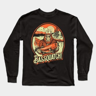 Bassquatch Bass Fisherman Sasquatch Funny Bigfoot Fishing Long Sleeve T-Shirt